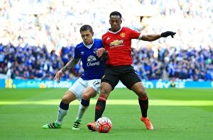 Images Dated 23rd April 2016: Battle for the Ball: Muhamed Besic vs Anthony Martial - Everton vs Manchester United FA Cup