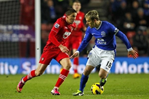 Southampton 0 V Everton 0 : St. Mary's : 21-01-2013 Prints: Battle for the Ball: Neville vs