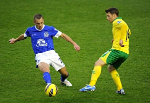 Everton 1 V Norwich City 1 : Goodison Park : 24-11-2012 Prints: Battle for the Ball: Osman vs Hoolahan - Everton vs Norwich City Rivalry (1-1)
