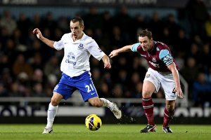 West Ham United 1 V Everton 2 : Upton Park : 22-12-2012 Prints: Battle for the Ball: Osman's Triumph over Nolan in Everton's 2-1 Victory (BPL 2012)