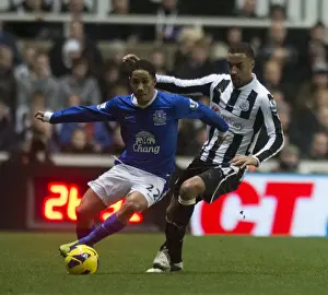 Newcastle United 1 V Everton 2 : St. James' Park : 02-01-2013 Prints: Battle for the Ball: Perch vs. Pienaar in Intense Newcastle-Everton Rivalry (2-1 in Favor of Everton)