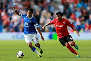 Season 2013-14 Prints: Battle for the Ball: Pienaar vs Medel - Cardiff City vs Everton