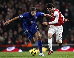 Images Dated 2nd February 2011: Battle for the Ball: Rodwell vs. Fabregas - Arsenal vs. Everton