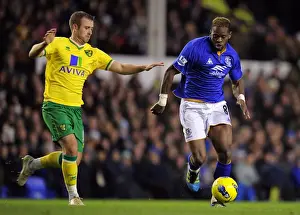 17 December 2011, Everton V Norwich City Prints: Battle for the Ball: Saha vs. Fox at Goodison Park - Everton vs