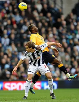 01 January 2012, West Bromwich Albion V Everton Prints: Battle for the Ball: Saha vs Morrison - Everton vs West Bromwich Albion (01 January 2012)