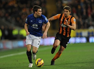 Framed Print : Battle for the Ball: Seamus Coleman vs. Gaston Ramirez, Hull City vs. Everton, Barclays Premier League Framed Print : Battle for the Ball: Seamus Coleman vs. Gaston Ramirez, Hull City vs. Everton, Barclays Premier League