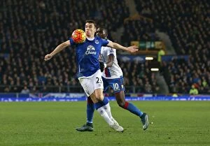 Images Dated 7th December 2015: Battle for the Ball: Seamus Coleman vs. Yannick Bolasie - Everton vs. Crystal Palace, Premier League