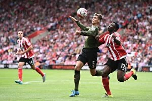 Images Dated 15th August 2015: Battle for the Ball: Wanyama vs. Stones - Southampton vs. Everton