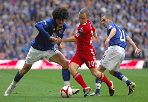FA Cup - Semi Final - Liverpool V Everton - 14 April 2012 Prints: Battle for the FA Cup Semi-Final Ball: Fellaini vs Spearing at Wembley Stadium