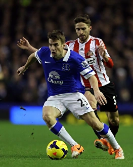 Battle at Goodison Park: A Clash Between Everton's Seamus Coleman and Sunderland's Fabio Borini (Everton 0 - Sunderland 1, December 26, 2013)
