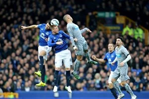 Everton v Newcastle United - Goodison Park Collection: Battle at Goodison Park: Alcaraz and McCarthy vs. Gouffran - Everton's Duo Clash with Newcastle's