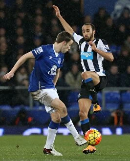 Images Dated 3rd February 2016: Battle at Goodison Park: Andros Townsend vs. Seamus Coleman - Intense Rivalry in Everton vs