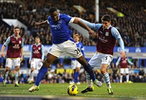Everton 3 V Aston Villa 3 : Goodison Park : 02-02-2013 Prints: Battle at Goodison Park: Anichebe vs