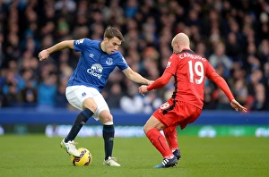 Everton V Leicester City - Goodison Park Prints: Battle at Goodison Park: Coleman vs