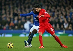 Images Dated 7th February 2015: Battle at Goodison Park: Lukaku vs Can - Everton vs Liverpool Rivalry