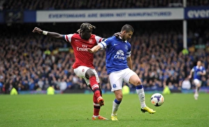 Everton 3 V Arsenal 0 : Goodison Park : 06-04-2014 Prints: Battle at Goodison Park: Mirallas vs Sagna Clash in Everton's 3-0 Victory over Arsenal