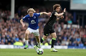 Everton V Chelsea - Goodison Park Prints: Battle at Goodison Park: Tom Davies vs David Luiz - A Clash of Midfield Titans