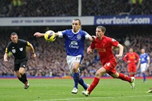 Images Dated 28th October 2012: Battle for Supremacy: Everton vs. Liverpool (28-10-2012) - A Football Rivalry Ignites