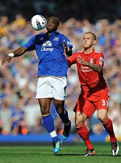 01 October 2011 Everton V Liverpool Prints: A Battle for Supremacy: Saha vs Skrtel - Everton vs Liverpool (Barclays Premier League)