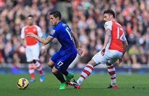 Arsenal v Everton - Emirates Stadium Collection: Battleground Emirates: Giroud vs. Besic - Premier League Clash: A Fight for Supremacy