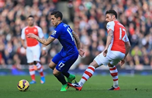 Arsenal V Everton - Emirates Stadium Prints: Battleground Emirates: Giroud vs. Besic - Premier League Clash: A Fight for Supremacy
