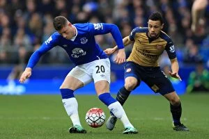 Images Dated 19th March 2016: Battleground Goodison: Ross Barkley vs. Francis Coquelin - Everton vs