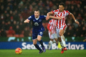 Stoke City V Everton - Britannia Stadium Prints: Battling for Ball Supremacy: Cleverley vs