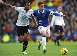 Everton 0 V Tottenham Hotspur 0 : Goodison Park : 03-11-2013 Prints: Battling Midfielders: A Stalemate Between Ross Barkley and Mousa Dembele at Goodison Park