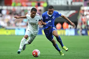 Framed Print : Battling for Possession: Naughton vs Browning in Swansea City vs Everton Premier League Clash Framed Print : Battling for Possession: Naughton vs Browning in Swansea City vs Everton Premier League Clash