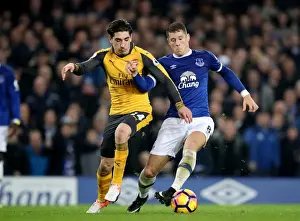 Bellerin vs. Barkley: Intense Battle for the Ball at Goodison Park - Everton vs. Arsenal, Premier League