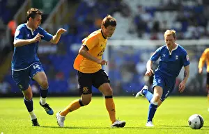 30 July 2011 Birmingham City V Everton Prints: Birmingham's Mutch and Burke Put Pressure on Everton's Bilyaletdinov