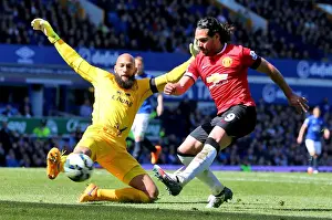 Blocked by Howard: Falcao's Thwarted Shot - Everton vs Manchester United