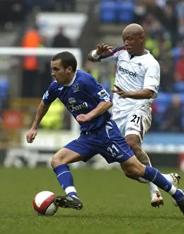 Bolton Wanderers v Everton Leon Osman and El Hadji Diouf Bolton
