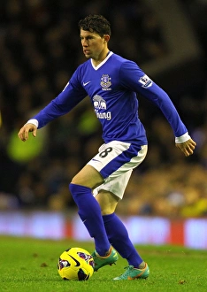 Everton 2 V Wigan Athletic 1 : Goodison Park : 26-12-2012 Prints: Bryan Oviedo Scores the Winning Goal: Everton Triumphs over Wigan Athletic (2-1) at Goodison Park