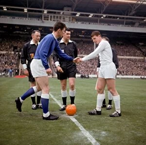 FA Cup Final -1966 Collection: The Captains Handshake: Everton's Brian Labone and Sheffield Wednesday's Don Megson at the 1966 FA