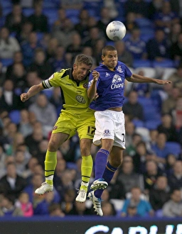24 August 2011, Carling Cup Round 2 V Sheffield United Prints: Carling Cup Showdown: Rodwell vs Cresswell Clash at Goodison Park (2011)