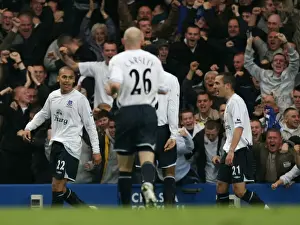 Chelsea v Everton - James Vaughan celebrates scoring the first goal for Everton