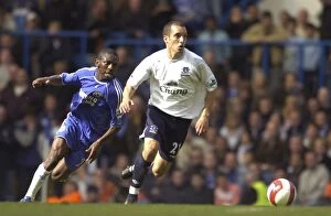 Chelsea v Everton - Shaun Wright Phillips in action against Leon Osman