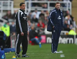 Newcastle V Everton Prints: Chris Hughton Leads Newcastle United Against Everton in Barclays Premier League (08/09 Season): St James Park