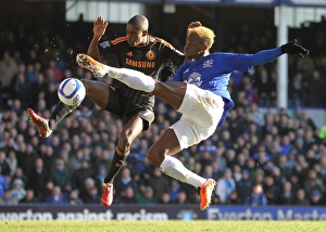 Framed Print : Clash at Goodison Park: Saha's Blocked Shot by Ramires in FA Cup Fourth Round (29 January 2011) - Everton vs Chelsea
