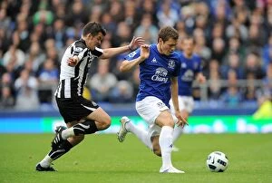 18 September 2010 Everton v Newcastle Utd Collection: Clash at Goodison Park: A Battle Between Joey Barton and Seamus Coleman