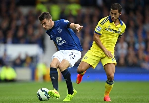 Full Length Prints: Clash at Goodison Park: Coleman vs. Hazard - Premier League Showdown