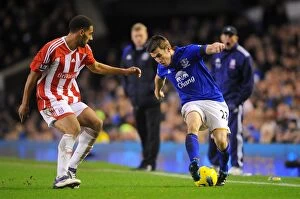 Images Dated 4th December 2011: Clash at Goodison Park: Coleman vs Shotton - A Battle on the Right Flank