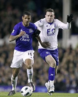 09 Mar 2011 Everton v Birmingham City Collection: Clash at Goodison Park: Jermaine Beckford vs Jordan Mutch - Premier League Battle