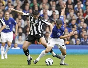 18 September 2010 Everton v Newcastle Utd Collection: Clash at Goodison Park: Leon Osman vs. Joey Barton - Everton vs