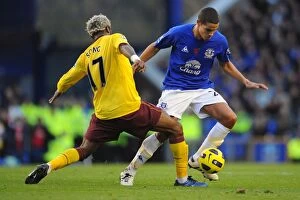 Images Dated 14th November 2010: Clash of Midfield Maestros: Rodwell vs. Song (Everton vs. Arsenal, Barclays Premier League)
