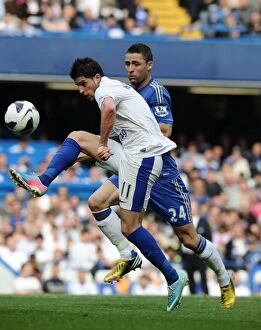 Images Dated 19th May 2013: Clash at Stamford Bridge: A Battle for Supremacy - Gary Cahill vs