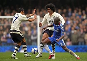 Images Dated 19th February 2011: Clash at Stamford Bridge: A Battle of Wills - Tim Cahill vs. Marouane Fellaini
