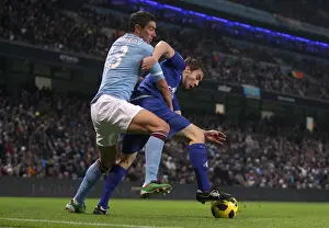 20 December 2010 Manchester City V Everton Prints: Clash of Titans: Coleman vs. Kolarov - Manchester City vs. Everton (2010)