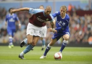 Aston Villa v Everton Collection: Clash at Villa Park: Carew vs Neville - Premier League Battle